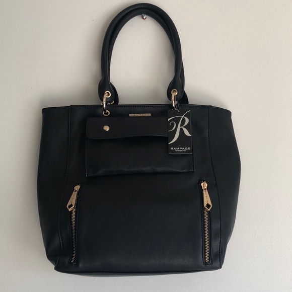 Rampage Handbags - NWT black Rampage bag with gold embellishments!